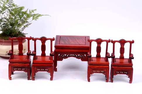 60迷你小家具系列品名酸枝官帽椅规格五件套桌高75宽