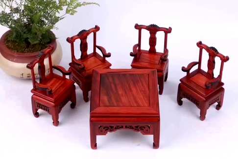 60迷你小家具系列品名酸枝官帽椅规格五件套桌高75宽
