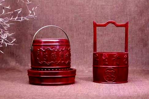 印度小叶紫檀打造(子孙宝桶)三件套传统婚俗之一“陪嫁三宝”那是必不可少