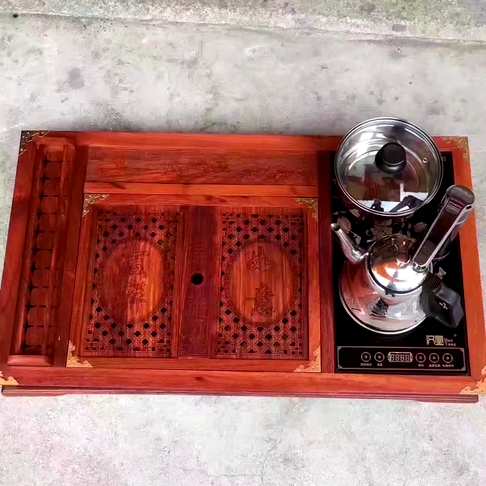 50-套3品名独板茶盘材质缅甸花梨
