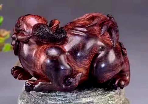 海黄雕刻貔貅海黄紫油梨老料H6060清库3999AZ貔貅长89毫