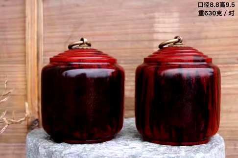茶房雅器•罐罐售2400AZ-对3(茶叶罐)印度小叶紫檀拆房老
