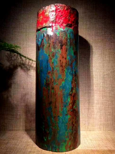 古董老物件小叶紫檀“拆房老料笔筒”“千年孕一木一木育千年”纯正的野生