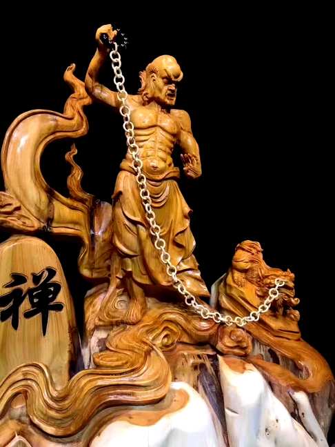 崖艺术收藏品戏狮罗汉爆炸品震撼推荐绝世孤品如此神级作品