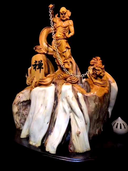 崖艺术收藏品戏狮罗汉爆炸品震撼推荐绝世孤品如此神级作品