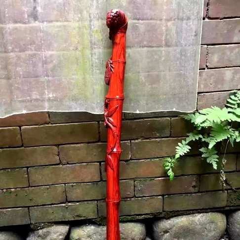 1888AZ小叶紫檀佛4一名惊人拐杖整料取材手工雕刻料子高油