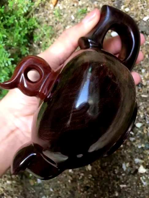 海南黄花梨大茶壶高密度紫油梨非常沉手壶的款式也非常好看长16cm壶