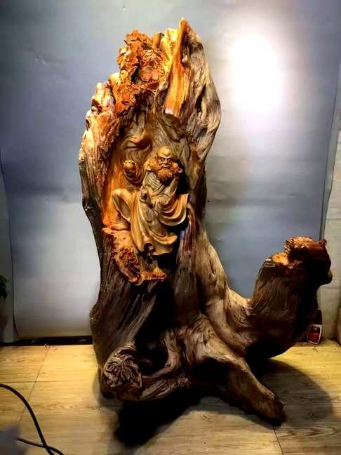 《达摩戏狮》千年一木一木千年经典题材太行崖柏陈化夹壁料天然造型全品