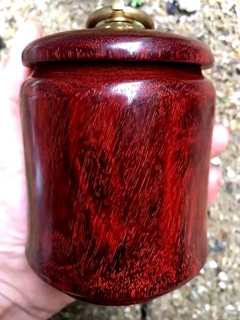 小叶紫檀大茶叶罐高密度印度老料满满的都是牛毛纹左直径8cm高97