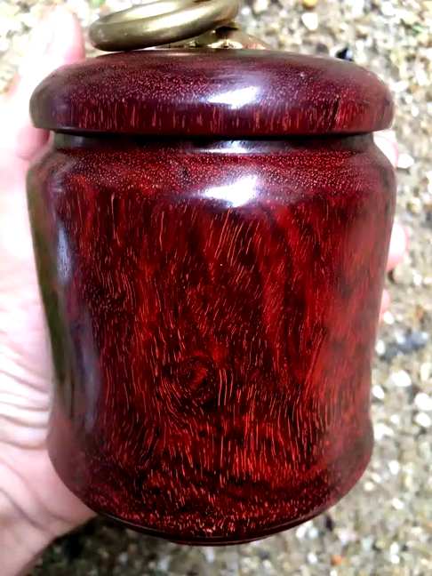 小叶紫檀大茶叶罐高密度印度老料满满的都是牛毛纹左直径8cm高97