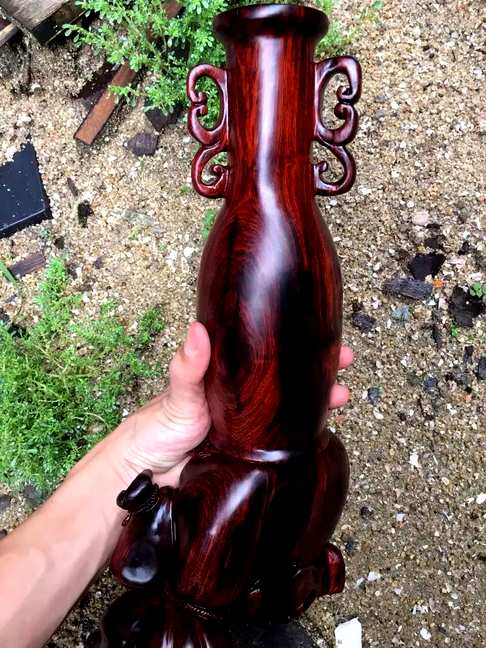 老挝大红酸枝瓶平安花瓶纹理绚丽造型优美长16cm宽8cm高33