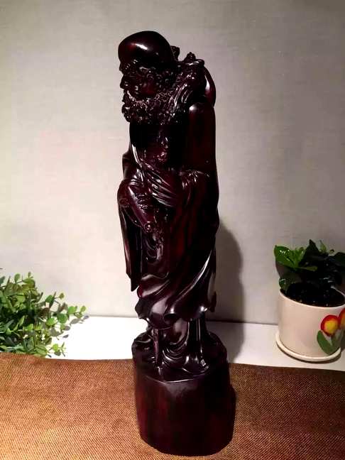 小叶紫檀达摩禅师口径115-95高度40cm净重47斤
