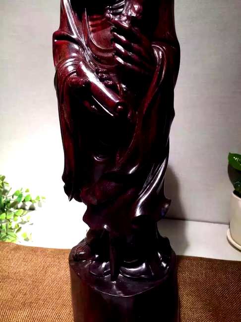 小叶紫檀达摩禅师口径115-95高度40cm净重47斤