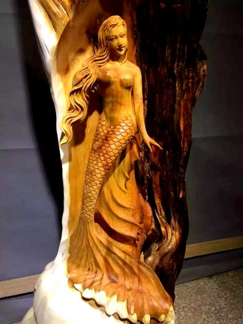 崖柏皮纹天然瘤疱花架-美人鱼尺寸高1505540价格