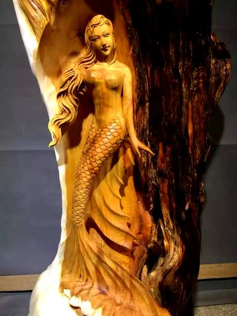 崖柏皮纹天然瘤疱花架-美人鱼尺寸高1505540价格
