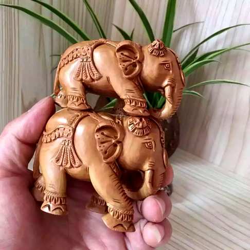 多绅士的大象、多浪漫的画面公象背母象、双象合并老山檀香印度大象
