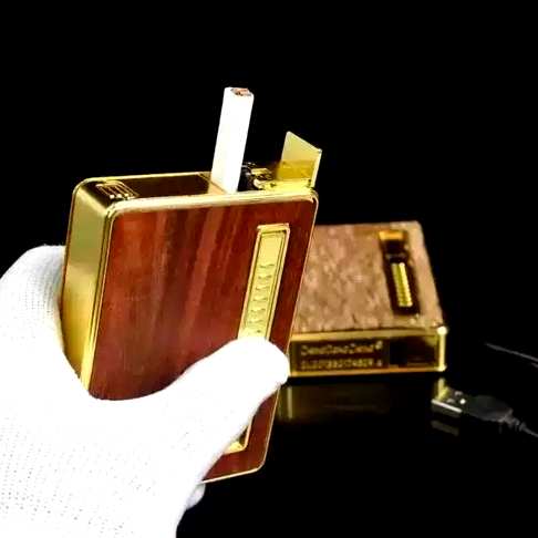 打火机系列带电丝式红木烟盒可自动弹烟告别单调发烟带充电
