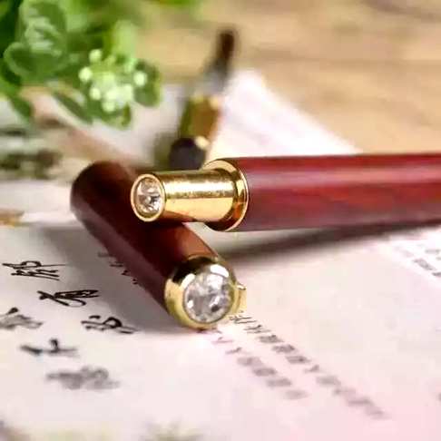小叶紫檀钢笔水笔红木礼品笔签字笔高档商务用笔商务礼品红木工艺品送礼佳
