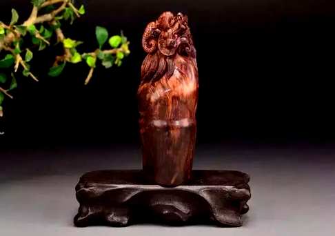 海南黄花梨雕刻3寸兽首印章高密度海南黄花梨手把件孤品H5935高