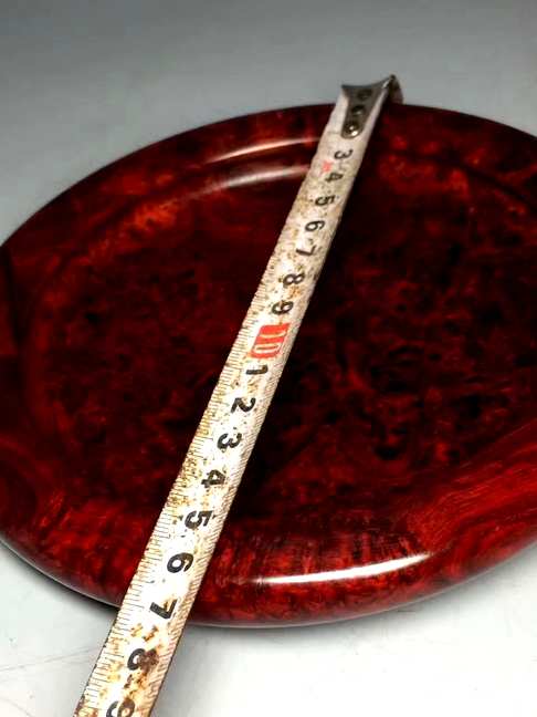 8500小叶紫檀鸡血红高油密爆满瘤疤盘子直径6.5厘米净重305克
