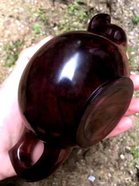 海南黄花梨茶壶高密度紫油梨编AZ沉密度非常好长16cm直径9.5cm