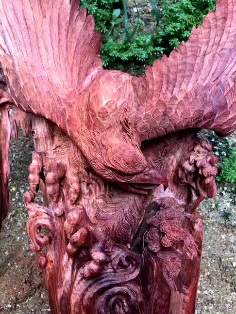 海南黄花梨大展宏图高密度老料 紫红油裂 整料雕刻而成 无任何拼