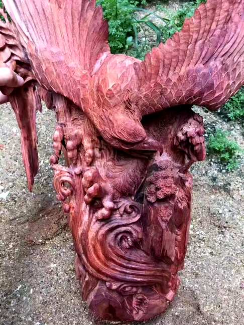 海南黄花梨大展宏图高密度老料 紫红油裂 整料雕刻而成 无任何拼