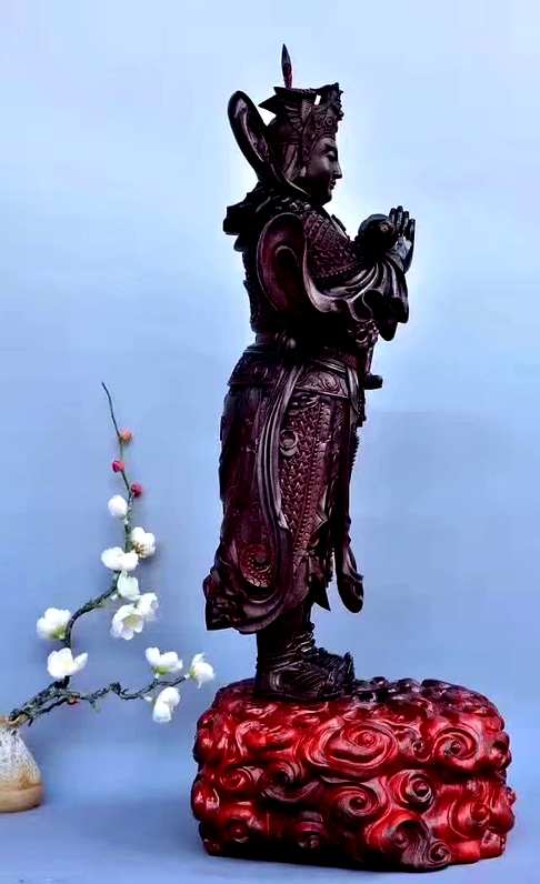 紫檀雕刻韦陀菩萨Z1371137666规格  最高60厘米最宽