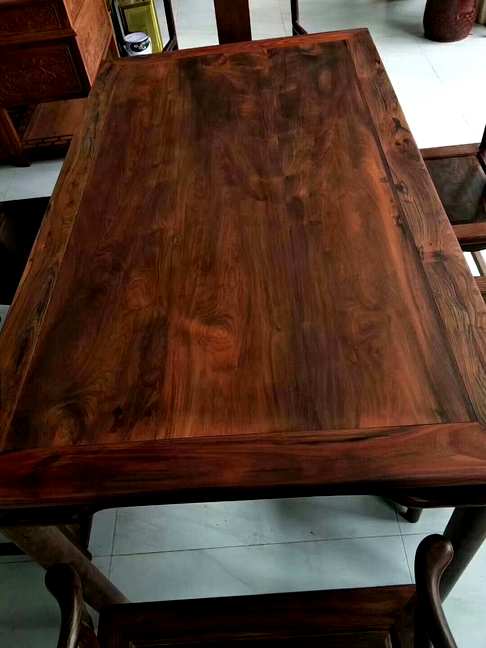 餐桌七件套 大红酸枝（交趾黄檀）【规格】：桌子153×88×