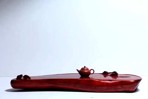 一个很棒的小叶紫檀茶盘82-22-10cm水波纹品相精雕小叶紫檀瘤疤茶