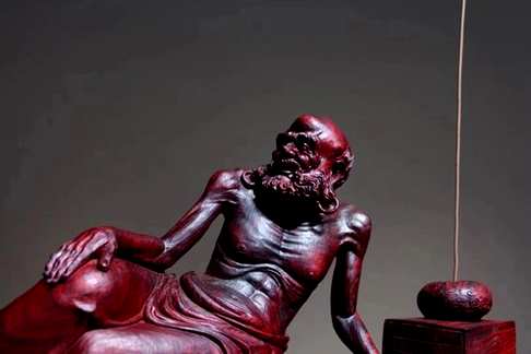 小叶紫檀戏狮达摩42*6.5*15.5cm根雕师傅耗时三个多月的作品