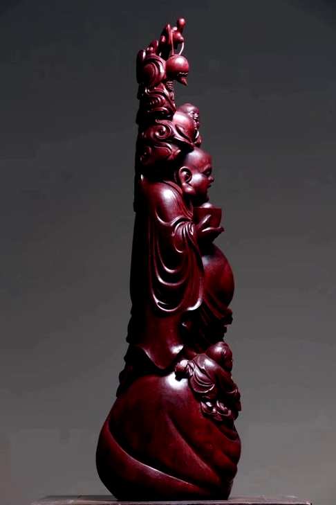 小叶紫檀戏子弥勒实心大口径料子一流名家雕刻规格20*20.5*69