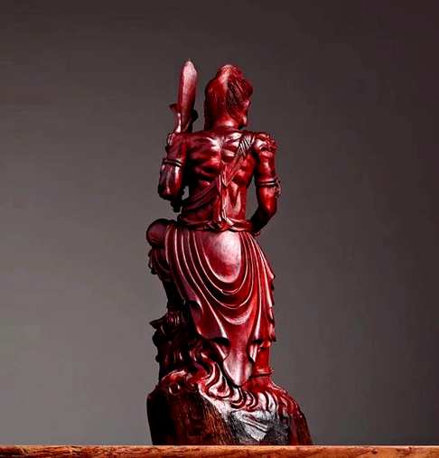 雕刻｛不动明王菩萨｝清刀印度小叶紫檀 名家手工 收藏级